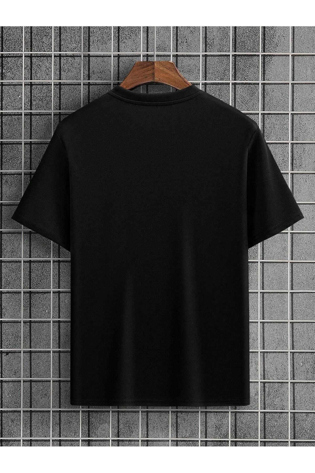 Vintage 1969 Süprem T-Shirt - Siyah Baskılı Oversize Bisiklet Yaka Tişört