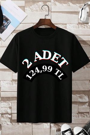 Unisex Oversize Siyah Basic Tişört (2 ADET) -%55 Pamuk %45 Polyester Rahat Kalıp Oversize