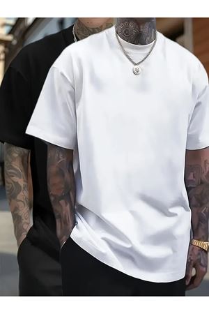 Erkek Oversize Basic T-Shirt (Siyah & Beyaz)