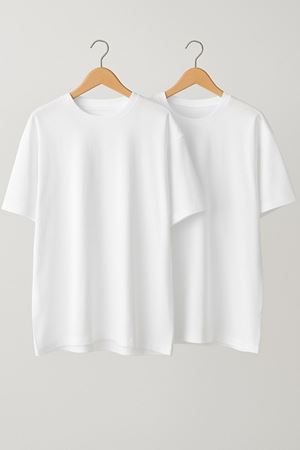 Basic Beyaz Oversize Tişört 2 li – Unisex Rahat Kesim 