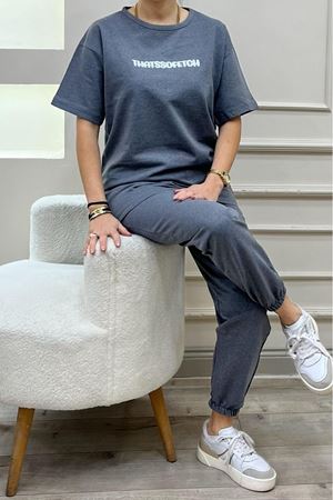 Kadın Füme Oversize Eşofman Takımı – "THATSSOFETCH" Baskılı