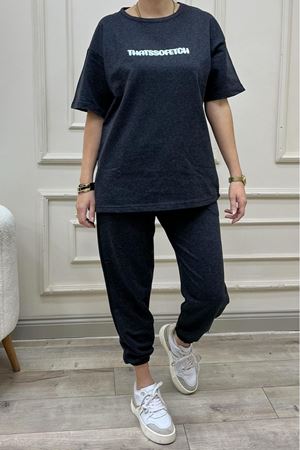 Kadın Antrasit Oversize Eşofman Takımı – THATSSOFETCH Baskılı