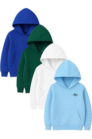 4'lü Unisex Kapüşonlu Hoodie Seti – HOPE Baskılı Kanguru Cepli Sweatshirt