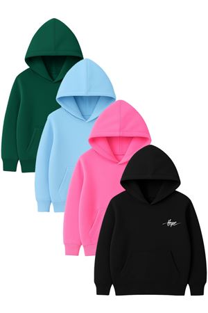 4'lü Unisex Kapüşonlu Hoodie Seti – HOPE Baskılı Kanguru Cepli Sweatshirt