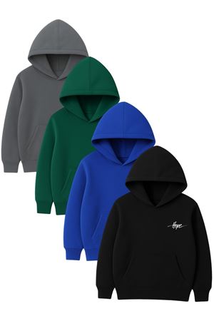 4'lü Unisex Kapüşonlu Hoodie Seti – HOPE Baskılı Kanguru Cepli Sweatshirt