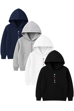 4'lü Unisex Kapüşonlu Hoodie Seti – BLACK Baskılı Kanguru Cepli Sweatshirt
