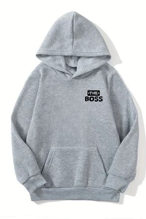 Unisex Gri Kapüşonlu Sweatshirt – The Bos ,Şardonlu Kalın Kumaş
