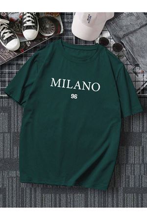 Milano Süprem T-Shirt - Yeşil Oversize Bisiklet Yaka Kısa Kol Tişört