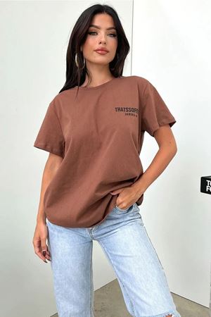 Kahverengi Oversize Fetch Series 6 T-shirt - Oversize Baskılı