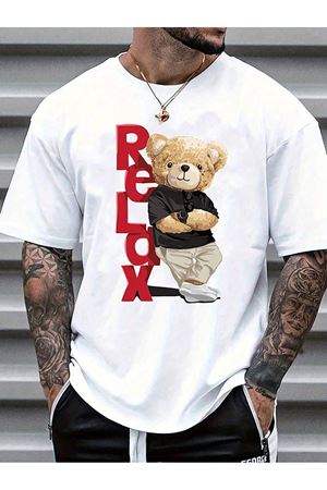 Relax Süprem T-Shirt - Beyaz Oversize Bisiklet Yaka Kısa Kol Tişört
