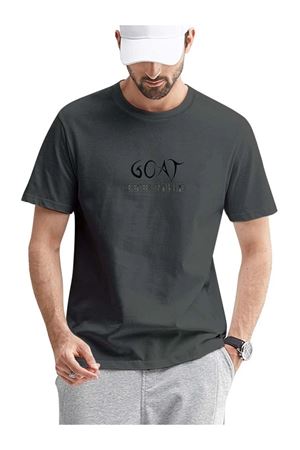 Füme Oversize Goat Baskılı T-shirt - Oversize Baskılı