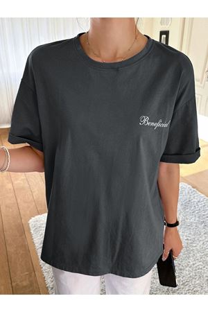 Füme Oversize Kındness T-shirt - Oversize Baskılı