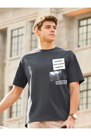 Füme Oversize Journey Baskılı T-shirt - Oversize Baskılı