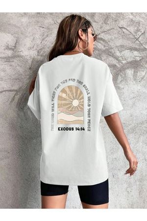 Exodus Süprem T-Shirt - Beyaz Baskılı Oversize Bisiklet Yaka Kısa Kol Tişört