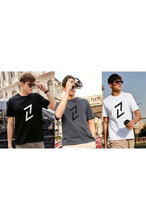 3 Lü Tişört Takımı Baskılı Oversize Unisex