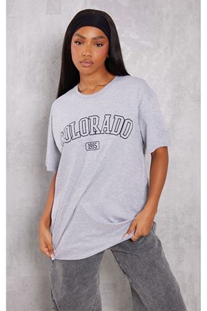 Colarado 1995 Süprem T-Shirt - Gri Baskılı Oversize Bisiklet Yaka Kısa Kol Tişört