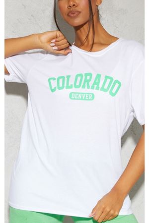 Beyaz Oversize Colorado T-shirt - Oversize Baskılı