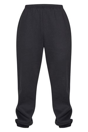 Basic Düz Eşofman Altı Jogger - Siyah Lastik Paça Yüksek Bel