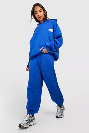 Sax Mavisi Dsgn Studio Eşofman Takımı - Baskılı Oversize Kapüşonlu Şardonlu