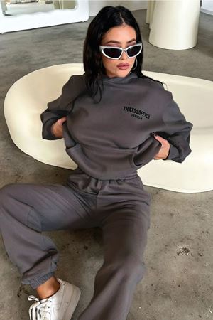 Füme Fetch Series 6 Eşofman Takımı - Baskılı Oversize Kapüşonlu