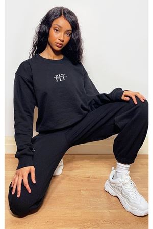 Minimal Eşofman Takımı Sweatshirt Jogger - Baskılı Oversize Bisiklet Yaka Şardonlu Lastik Paça