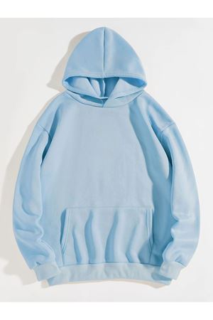 Papatya Good Day Sweatshirt - Bebe Mavisi Baskılı Oversize Kalın Kışlık Kapüşonlu