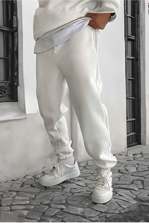 Smile Face Beyaz Jogger Eşofman Altı -