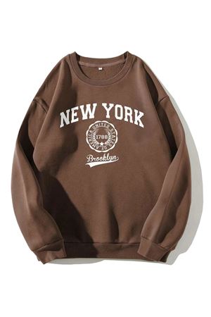 Kadın Newyork Sweatshirt Kahverengi