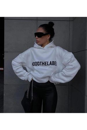 Beyaz Mood The Label Oversize Sweatshirt - Şardonlu Pamuk Kalın