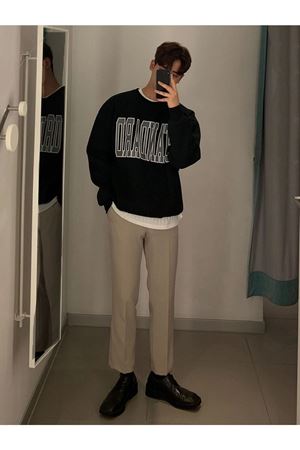 Erkek Siyah Standart Oversize Sweatshirt