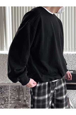 Erkek Siyah Basic Oversize Sweatshirt