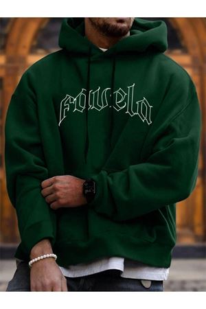 Favela Sweatshirt - Yeşil Baskılı Oversize Kapüşonlu