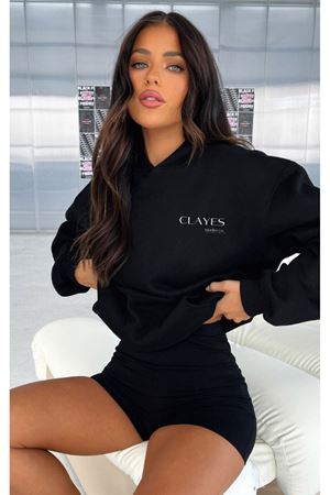 Studio Hoodie %100 Pamuk Sweatshirt - Siyah Baskılı Oversize Kışlık İçi Polarlı Kapüşonlu