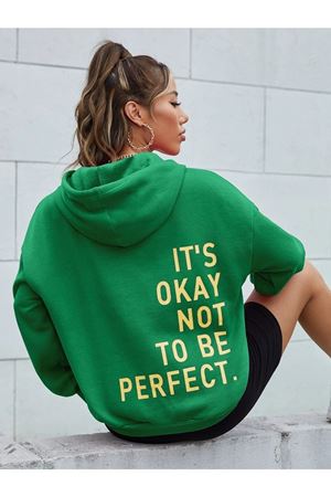 Kadın Yeşil Perfect Oversize Kapüşonlu Sweatshirt