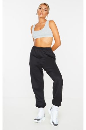 Basic Düz Eşofman Altı Jogger - Siyah Lastik Paça Yüksel Bel