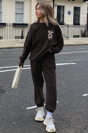 We Are All Eşofman Takımı Sweatshirt Jogger - Baskılı Oversize Bisiklet Yaka Şardonlu Lastik Paça