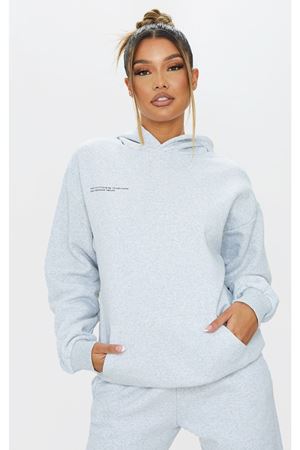 Established Eşofman Takımı Sweatshirt Jogger - Gri Baskılı Oversize Şardonlu Kapüşonlu Lastik Paça