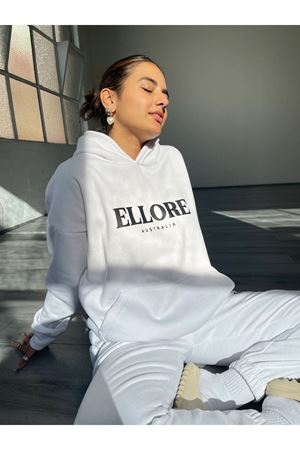 Beyaz Ellore Kadın Eşofman Takımı - Baskılı Oversize