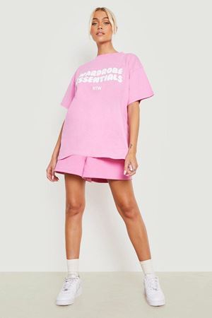 Pembe Oversize Wardrobe T-shirt - Oversize Baskılı