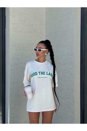 Beyaz Oversize Mood The Label T-shirt - Oversize Baskılı