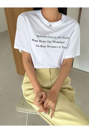Beyaz Oversize Slogan T-shirt - Oversize Baskılı