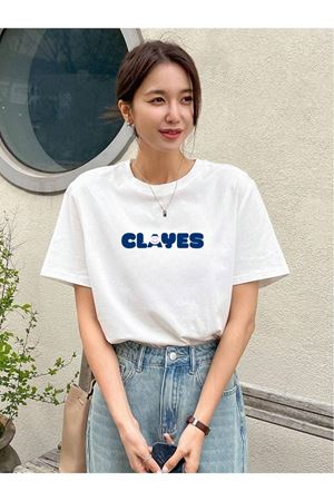 Smile Clayes Süprem T-Shirt - Beyaz Baskılı Oversize Bisiklet Yaka Kısa Kol Tişört