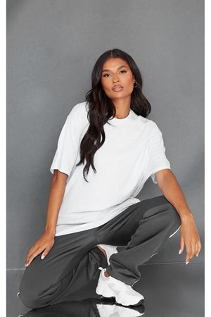 Düz Süprem T-Shirt - Beyaz Oversize Bisiklet Yaka Kısa Kol Tişört