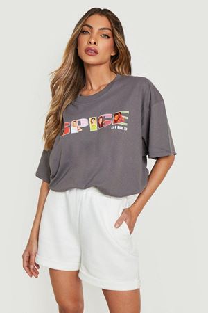 Füme Oversize Spice Girls T-shirt - Oversize Baskılı