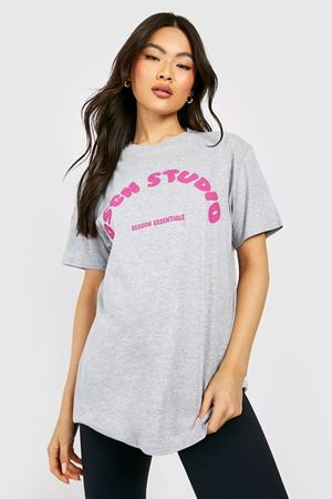 Gri Oversize Dsgn Season T-shirt - Oversize Baskılı