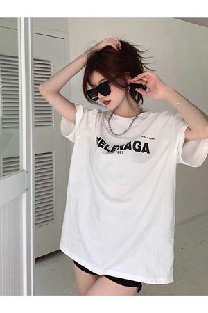 Welenaga T-Shirt - Beyaz Baskılı Oversize Bisiklet Yaka Kısa Kol