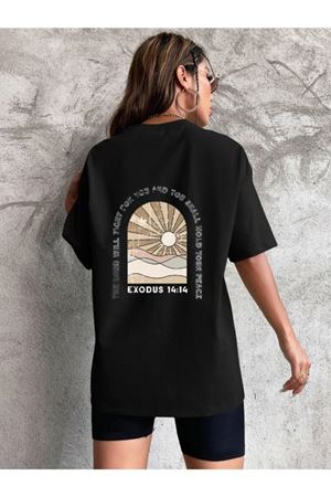 Exodus Süprem T-Shirt - Siyah Baskılı Oversize Bisiklet Yaka Kısa Kol Tişört