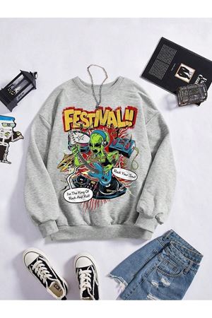 bisiklet yaka oversize sweatshirt