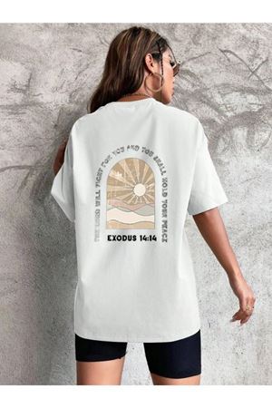 Exodus Süprem T-Shirt - Beyaz Baskılı Oversize Bisiklet Yaka Kısa Kol Tişört