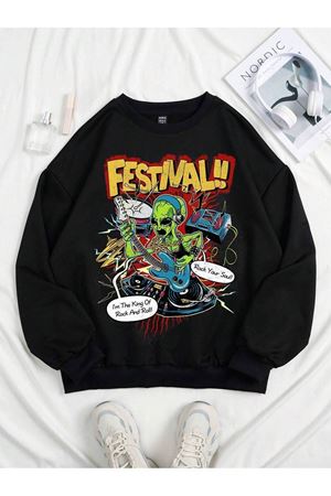 bisiklet yaka oversize sweatshirt